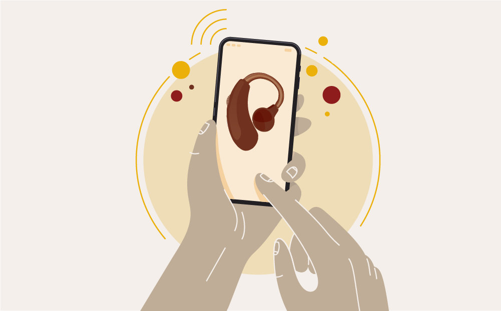 Illustration Hörgerät mit dem Smartphone verbinden