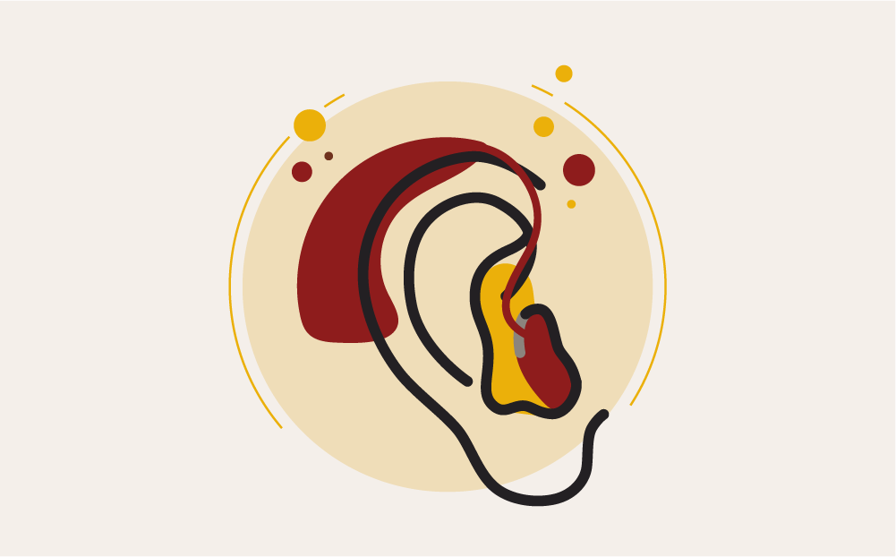 Illustration Ohr mit Hörgerät